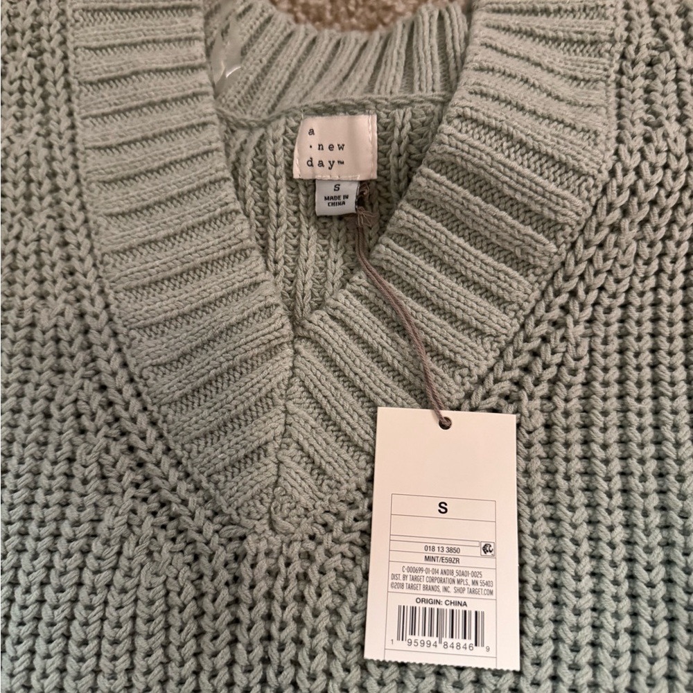 A New Day V-Neck Sweater in Soft Blue/green